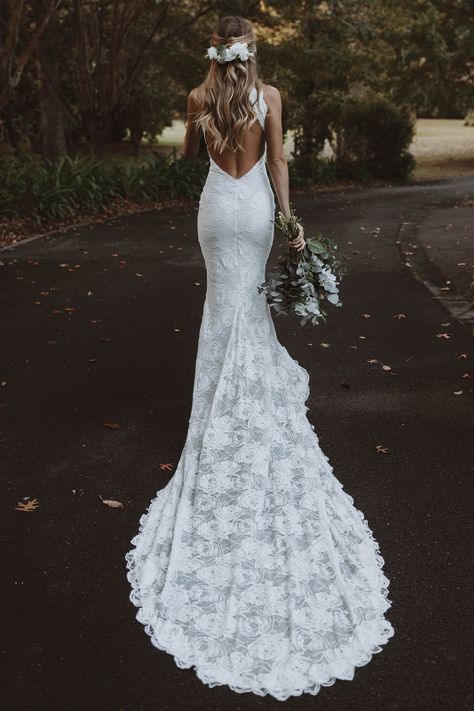 Wedding Dresses Mermaid Trumpet, Rose Gown, Boho Wedding Dresses, Wedding Dresses Mermaid, Dresses Mermaid, Grace Loves Lace, Lace Bridal Gown, Rose Lace, Chapel Train