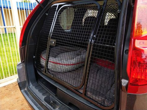 Car Set Up For Dog, Dog Crate Car Setup, Car Dog Crate, Dog Kennel Car Set Up, Dog Car Setup, K9 Kennels, Pet Store Ideas, Dog Transport, Dog Kennel Designs