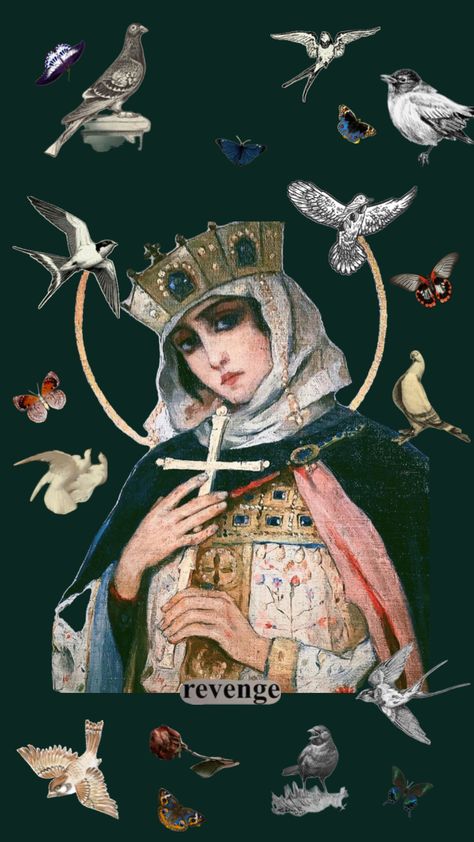 #saint #catholic #olga #revenge #fypshuffle Saints Wallpaper, Saint Olga, Catholic Art, Revenge, Tatting, Bible, Anime, Art