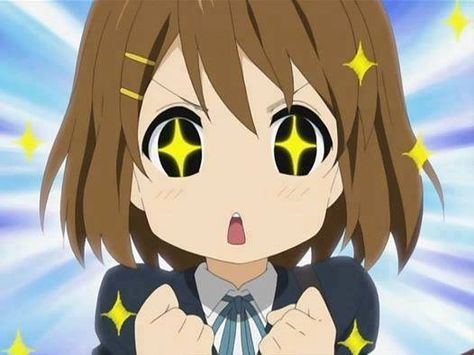 Excited Pose Reference Drawing, K-on Icons, Anime Meme Face, Anime Stars, Moe Anime, Star Eyes, Anime Expressions, Anime Screenshots, Anime Stickers