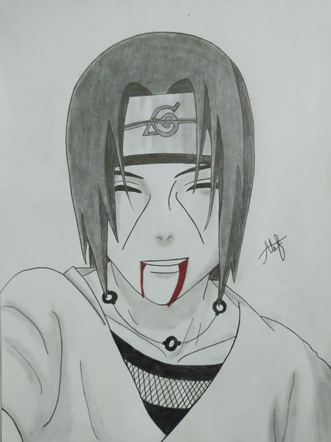 Itachi's smile when he died Anime Sketch Itachi, Itachi Uchiha Drawings, Itachi Uchiha Pencil Drawings, Itachi Last Smile, Drawing Of Itachi Uchiha, Itachi Half Face, Drawing Of Naruto Characters, Itachi Pencil Sketch, Itachi Art Draw