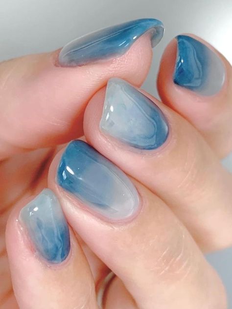 Black Silver Nail Art, The Best Nail Designs, Watercolor Nails, Nail 2024, Best Nail Designs, Blue Ombre Nails, Blue Gel Nails, Unghie Sfumate, Silver Nail Art