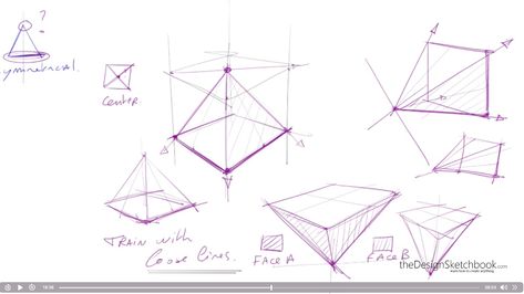 19:36 With a cube, draw the pyramid from any angle #basicdrawing #beginnertutorial #IDSketchingTutorials #LEARN1TIPADAY #SketchingTutorials https://www.thedesignsketchbook.com/how-to-draw-the-4-basic-forms-in-art-and-design/ Pyramid Perspective Drawing, Pyramid Sketch Drawings, How To Draw A Pyramid, Pyramid Sketch, Fundamentals Drawing, Cube Draw, Pyramid Drawing, Drawing Forms, Shadow Projection