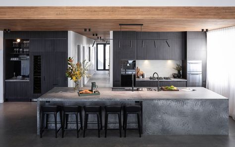 The Block Kitchen, Tattoo Modern, Concrete Countertops Colors, Kitchen Island Bench, Concrete Countertops Kitchen, Concrete Kitchen, Interior Kitchen, Rooms Reveal, Kitchen Inspiration Design