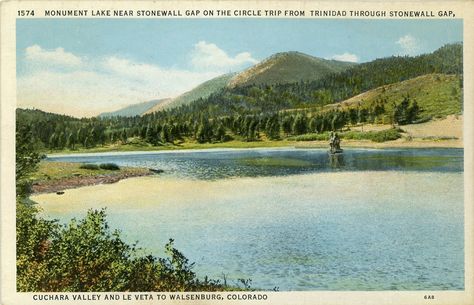 1930 postcard. Monument Lake, Colorado Vintage Colorado Postcard, Indian Postcard, Swiss Summer, Colorado Aesthetic, Widget Pictures, Vintage Photo Prints, Frame Collage, Mountain Landscape Photography, Scrapbook Pictures