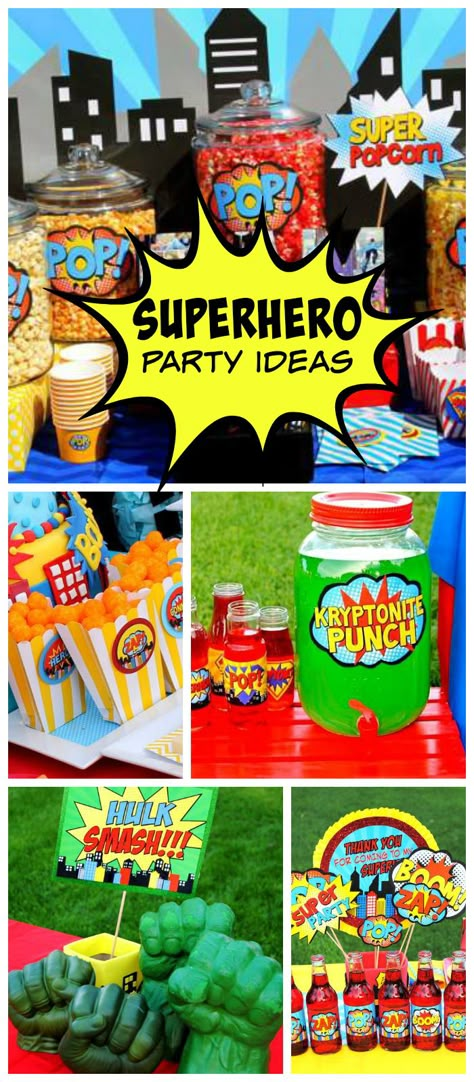 An amazing superhero boy birthday party with fun party decorations and treats! See more party planning ideas at CatchMyParty.com! Superhero Party Ideas, Meghan Patrick, Avenger Party, Avengers Party, Avengers Birthday, Superhero Birthday Party, Superhero Theme, 6th Birthday Parties, Superhero Party