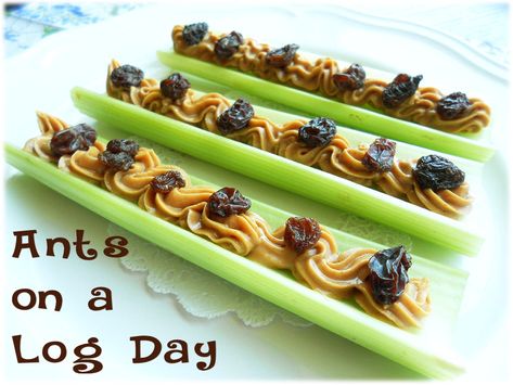 September 11 is Ants on a Log Day Celery And Peanut Butter, Easy Summer Snacks, Ants On A Log, Easy Smores, Healthy Summer Snacks, Snack Prep, Food Log, Summer Snacks, Eat Real Food