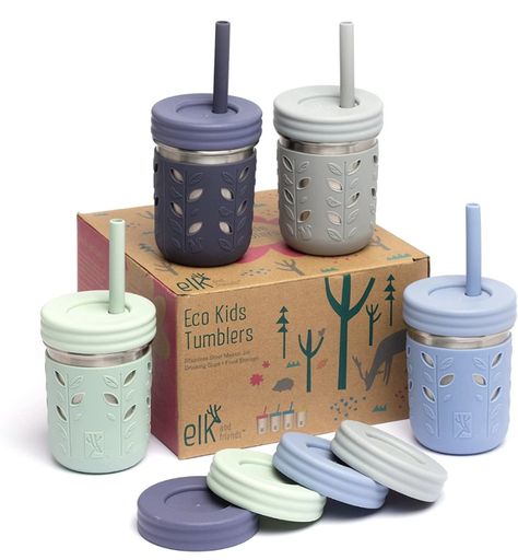 Smoothie Cups, Silicone Straws, Mason Jar Design, Mason Jar Cups, Eco Kids, Drinking Jars, Toddler Cup, Baby Food Storage, Baby Drinks