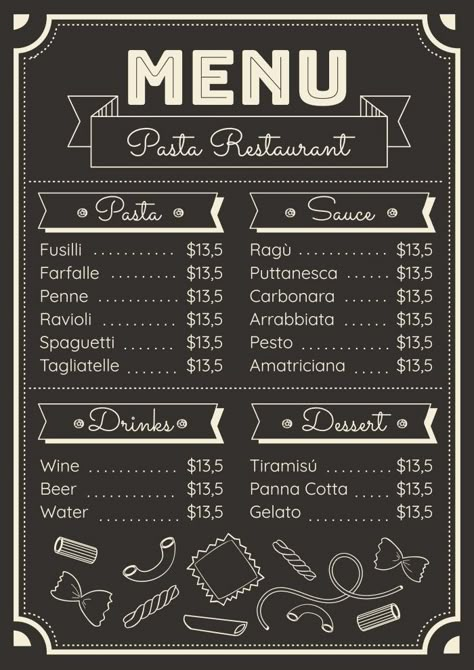 Italian Food Menu Ideas, Menu Drawing Design, Bloxburg Italian Restaurant, Pasta Menu Design Ideas, Restaurant Menu Design Ideas Templates, Italian Food Menu Design, Pasta Menu Design, Italian Restaurant Menu Design, Pasta Restaurant Design