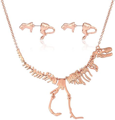 Amazon.com: YEYA Dinosaur Vintage Necklace Short Collar Fashion Costume Jewelry for Women Teens (Necklace Earring Set Rose Gold): Clothing, Shoes & Jewelry Dinosaur Vintage, Bone Choker, Skeleton Vintage, Teen Necklaces, Collar Necklaces, Necklaces Statement, Dinosaur Necklace, Collar Fashion, Dinosaur Skeleton