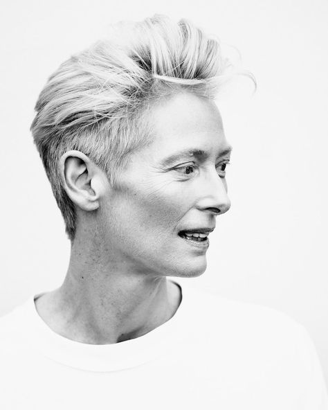 NYLON: 12 Times Tilda Swinton Hit Peak Tilda Swinton Kibbe Dramatic, Short Sassy Haircuts, Hair Undercut, Tilda Swinton, Hair Raising, Interesting People, Undercut Hairstyles, Short Cut, Hair Collection