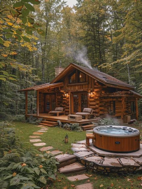 Mountain Dream Homes, Mountain Cabins, Diy Cabin, Cabin Aesthetic, Rustic Farmhouse Living Room, Cute Little Houses, Small Cottage Homes, Cabin Exterior, Modern Mountain Home