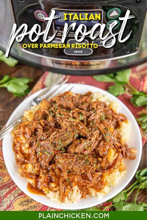 Freeze Leftovers, Italian Pot Roast, Slow Cooker Italian, Best Pot Roast, Parmesan Risotto, Au Jus Gravy, Twice Baked Potatoes Casserole, Italian Roast, Baked Potato Casserole