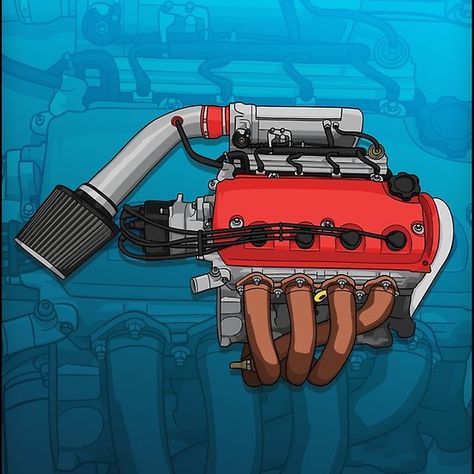 D16 engine with background #honda #civic #d16 #dseries #jdm #engine Honda Sx8, Engine Illustration, Jdm Engine, Civic Jdm, Jetta A4, Vtec Engine, Honda Vtec, Jdm Engines, Jdm Honda