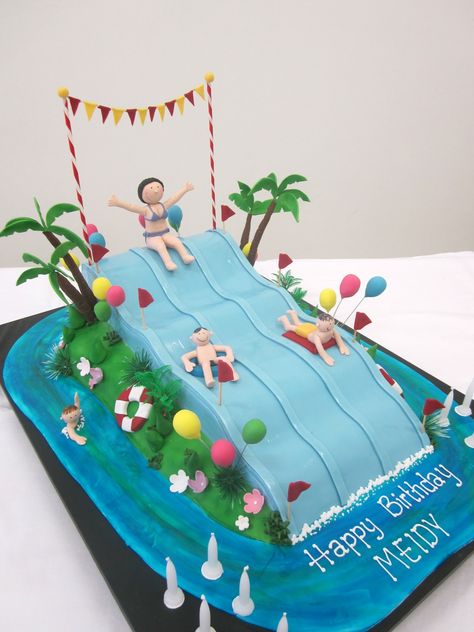 Swimming pool cake Pool Birthday Cakes, Swimming Pool Cake, Swimming Cake, Rodjendanske Torte, Pool Party Cakes, Pool Cake, Pool Birthday, Water Party, Pool Birthday Party