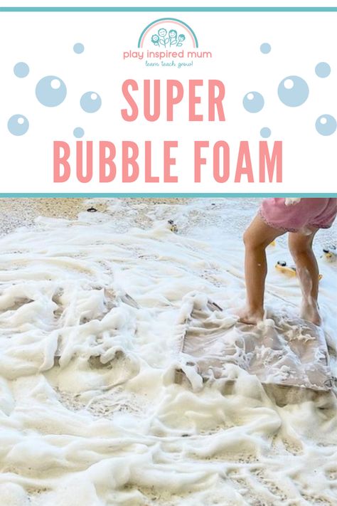 🧼 Super Bubble Foam 🧼 Does your little one love bubbles? We tried a new way to make bubbles and it got a little out of hand, or should I say under foot? Either way, this is a great way to get the kids up and moving! Super bubble foam is so much fun! Bubble Play, How To Make Foam, Super Bubbles, Holiday Activities For Kids, Rainy Day Fun, Kids Moves, Water Bubbles, Washing Up Liquid, Learning Letters