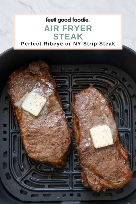 Low Carb air fryer steak is delicious, tender, and juicy. Not to mention, it’s the perfect no-fuss way to make a marbled ribeye or thick-cut NY strip steak. No matter if you like your steak medium-rare or well-done, this guide will show you how to cook it to perfection. Air Fryer Steaks, Airfryer Steak, Air Fry Steak, Striploin Steak, Air Fryer Easy, Homemade Garlic Butter, New Air Fryer Recipes, Cook Steak, Air Fryer Steak