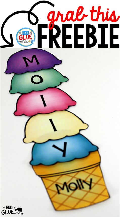 Ice Cream Scoops: Name Activity is a fun and interactive way for kids to practice building their name. This product is editable. Name Activity, Kindergarten Names, Preschool Names, Name Practice, Name Crafts, Summer Preschool, Name Activities, Ice Cream Scoops, Preschool Literacy