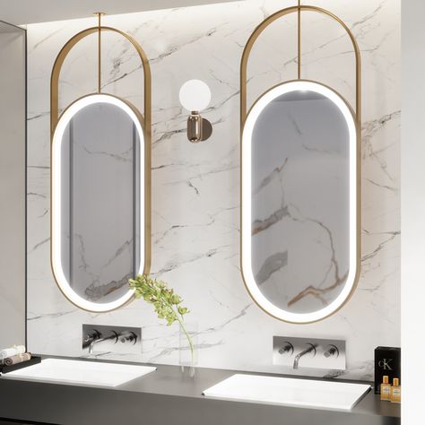 Hollow Hanging Oval Mirror Ceiling Hanging Makeup Bathroom Mirror Light Wall Aesthetic Miroir Salle De Bain Mirror Shower EB5BM| | - AliExpress Backlit Bathroom Mirror, Mirror Ceiling, Backlit Mirror, Bath Mirror, Smart Mirror, Perfect View, Illuminated Mirrors, Bathroom Mirror Lights, Mirror Bathroom