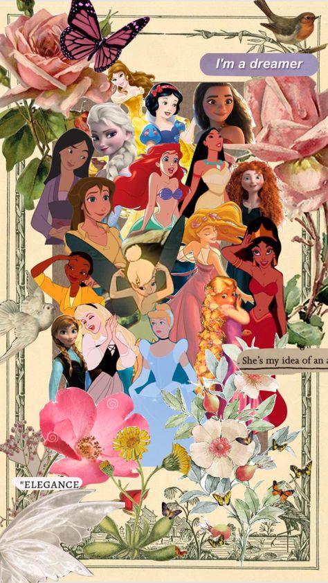 Aesthetic Disney, Moodboard Collage, Disney Characters Wallpaper, Disney Princesses And Princes, Disney Icons, All Disney Princesses, Disney Background, Disney Princess Images, Disney Collage