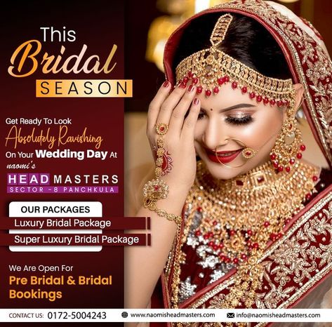 Bridal Advertising Design, Indian Beauty Parlour Banner Design, Bridal Makeup Poster Design, Bridal Packages Salon, Beauty Salon Creative Ads, Makeup Banner Design, Beauty Parlour Poster Design, Beauty Parlour Banner Design, Makeup Banner