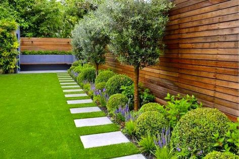 This picture is from The owner-Builder Network. I found this piece to be beautiful because of how everything is well designed. Stepping Stone Path, Tree Garden Design, Low Maintenance Garden Design, Front Garden Design, Back Garden Design, Garden Design Layout, Small Backyard Gardens, Modern Garden Design, Garden Shrubs