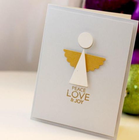 Modern Angel DIY Christmas Card | This clean and simple angel craft makes the best DIY Christmas card. Angel Christmas Cards, Angel Diy, Diy Christmas Card, Simple Holiday Cards, Paper Crafts Magazine, Angel Card, Simple Christmas Cards, Homemade Christmas Cards, Christmas Card Crafts