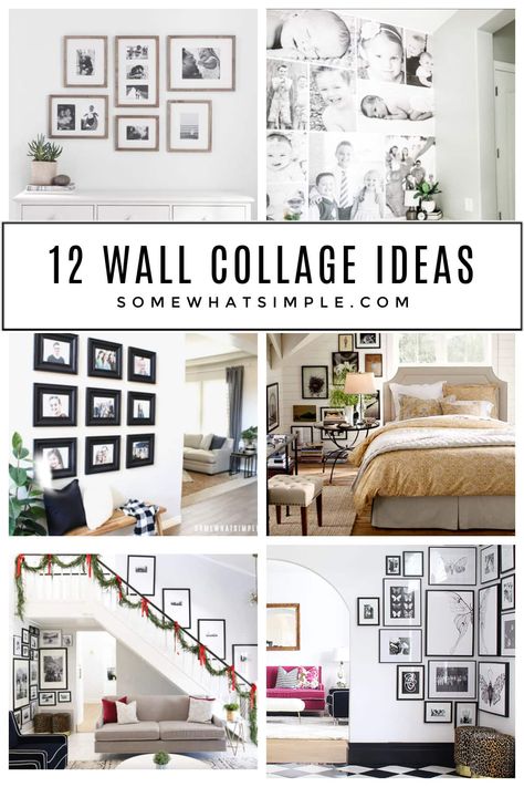 Photo Wall Collage In Corner, 8x10 Wall Collage Ideas, Simple Wall Photo Display, Photos On A Wall Ideas, Photo Wall Collage 8x10 And 5x7, Black And White Photo Wall Pictures, Small Picture Collage Ideas, Wall Photo Collage Ideas Frames, Gallery Wall With Canvas And Frames