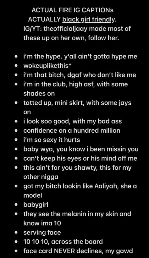 Captions For Instagram Gangsta, Gang Ig Captions, Thug Instagram Captions, Black Beauty Captions Instagram, Fire Ig Captions, Big Latto Captions, Raw Ig Captions, Fly Girl Captions, Girls Gang Caption