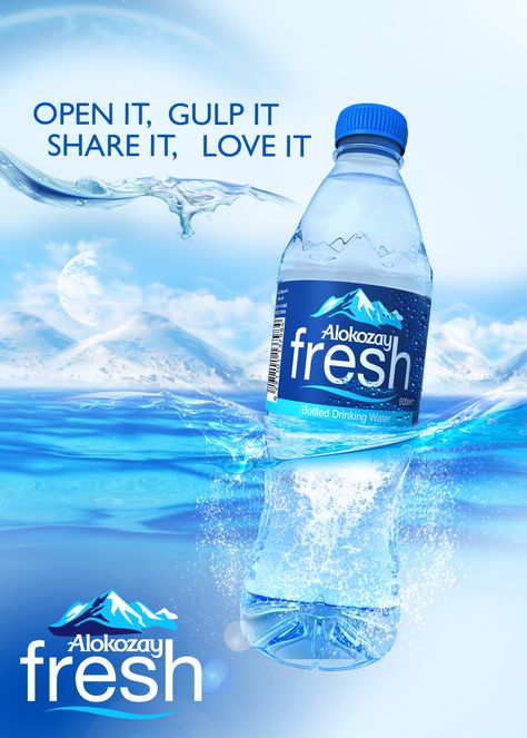 Water Ads Design, Mineral Water Ads, Water Bottle Ads, Mineral Water Bottle Design, Water Label Design, Water Advertising, Water Ads, Bottle Ads, Mineral Water Brands