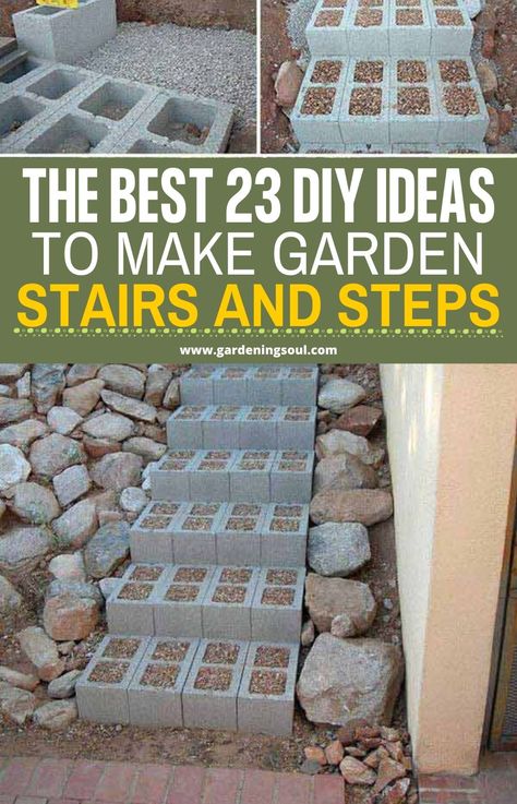 The Best 23 DIY Ideas to Make Garden Stairs and Steps Stairs In Backyard, Garden Stairs Diy, Steps Off Deck Ideas, Garden Steps Ideas On A Slope, Hillside Steps Sloped Backyard Garden Stairs, Making Steps On A Slope, Slope Stairs Landscape, Outdoor Steps Diy, Easy Garden Steps On A Slope