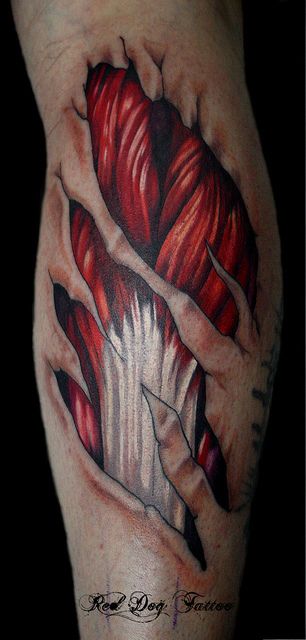 Flesh Tattoos Ripped Skin | Calf Tattoo | Flickr - Photo Sharing! Skin Tear Tattoo, Ripped Skin Tattoo, Wind Tattoo, Flesh Tattoo, Rip Tattoo, White Tattoos, Free Tattoo Designs, Muscle Tattoo, Bone Tattoos