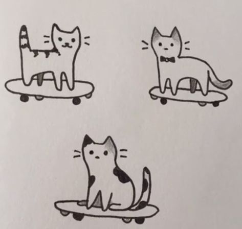 matching tattoos Tiktok Images, Tattoo Tiktok, Skateboard Tattoo, Matching Friend Tattoos, Sibling Tattoos, Doodle Tattoo, Cat Doodle, Friendship Tattoos, Cute Doodle Art