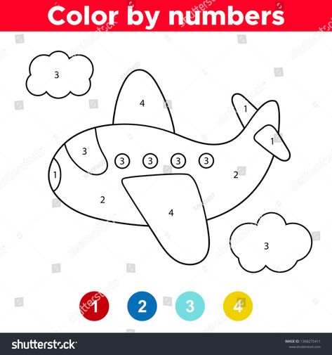 Plane Activities For Preschoolers, Plane Color, Christmas Ornament Coloring Page, Coloring By Numbers, Me Preschool Theme, Game For Preschool, Toddler Drawing, Transportation Activities, Class Art Projects