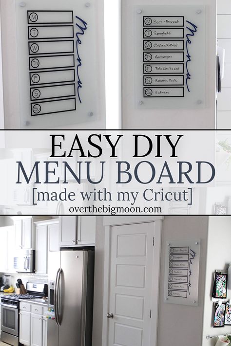 Easy and Simple DIY Menu Board! Need help planning and STICKING TO your menu each week? This Menu Board will help! From overthebigmoon.com! Diy Menu Board, Menu Board Ideas, Menu Board Diy, Diy Menu, Diy Swimming Pool, Menu Boards, Work Diy, Menu Board, Command Center