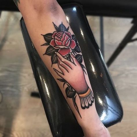 Hand Holding Tattoo, Hand Holding Rose, Skateboard Tattoo, Traditional Tattoo Designs, Hand Tattoos For Women, Traditional Tattoo Art, Knee Tattoo, Dope Makeup, Window Tint