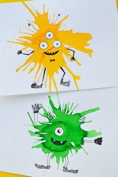 If you like process art and trying new painting techniques, try this watercolour monster craft with kids. The monsters are guaranteed to brighten your day! Art With Straws, Blow Art, Friendly Monster, Blow Paint, Diy Techniques And Supplies, Monster Craft, Monster Crafts, New Painting, 캐릭터 드로잉