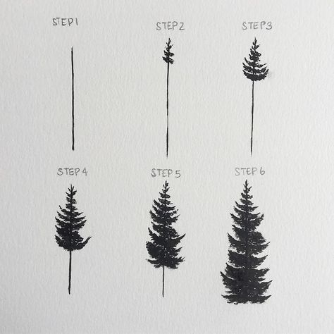 Laura Shannon on Instagram: “Step by step to create a basic pine tree. Tag me if you try it out! I’d love to see your results! 🌲🤗” Tree Drawing Simple, Pine Tree Drawing, Tree Drawings Pencil, Christmas Paintings On Canvas, Easy Canvas Painting, 수채화 그림, Tree Drawing, Christmas Paintings, Painting Art Projects