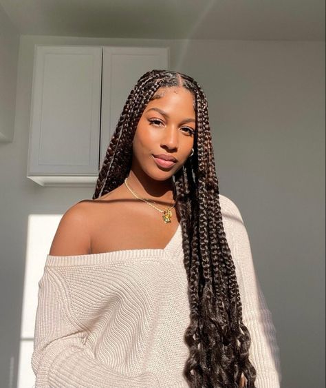 Fall Box Braids Black Women, Medium Box Braids Styles, Curly Braids For Black Women, Curly Box Braids, Big Box Braids Hairstyles, Box Braids Hairstyles For Black Women, Cute Box Braids Hairstyles, Twist Braid Hairstyles, Protective Hairstyles Braids