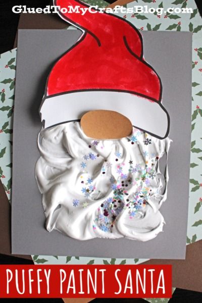 Puffy Paint Santa Gnome Craft Idea For Kids - Glued To My Crafts Homemade Christmas Gifts For Grandparents From Kids Craft, Preschool Craft Christmas, Christmas Art Activities For Preschool, Prek Ornaments Craft For Kids, Christmas Pot Holder Craft For Kids, Christmas Keep Sake Crafts For Kids, Christmas Craft For Preschoolers To Make, Christmas Art Ideas Kindergarten, Santa Craft Toddler