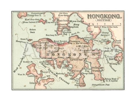 Map of Hong Kong (C. 1900), Maps Education Giclee Print - 61 x 46 cm Hong Kong Map, Hong Kong Island, Print Map, Art Print Display, Framed Maps, Map Art Print, Old Map, Map Wall Art, Yosemite National