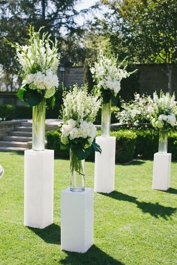 Floral Themed Wedding, Greenery Wedding Decor, Altar Flowers, Large Flower Arrangements, Wedding Arrangements, Wedding Aisle, Tall Vases, Wedding Ceremony Decorations, Greenery Wedding