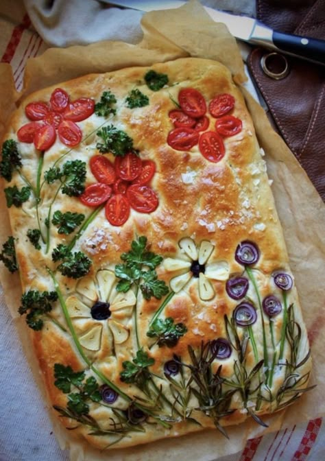 Gf Focaccia, Foccacia Bread Art, Focaccia Bread Art, Foccacia Recipe, Focaccia Art, Foccacia Bread, Bread Art, Focaccia Bread, Cute Baking