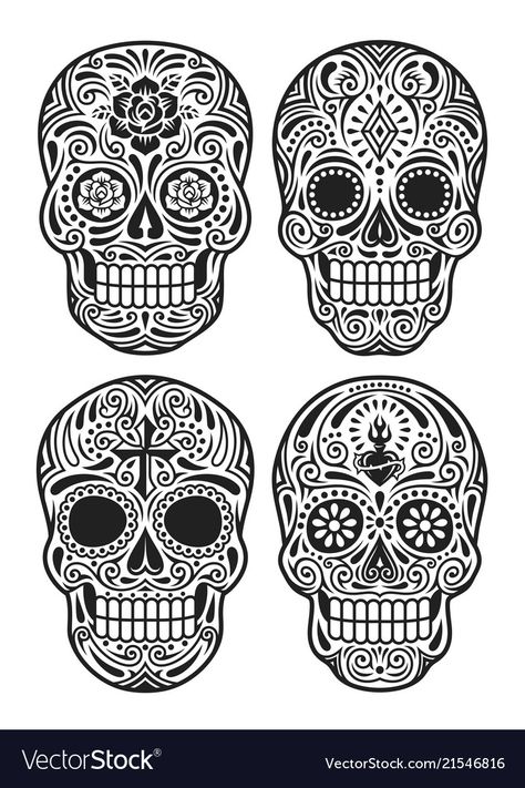 Day Of The Dead Skull Tattoo, Day Of The Dead Tattoo, Painted Skull, Skull Decal, Elements Tattoo, Sugar Skull Tattoos, Day Of The Dead Skull, Candy Skulls, Mexican Skulls