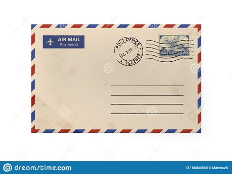 Old Paper Envelope for Letter - Front Side with Stamp. Stock Photo - Image of envelope, stamp: 168044540 Classic Paper, American Air, Envelope Lettering, Old Letters, Envelope Stamp, Yellow Paper, Paper Envelope, Post Stamp, Mail Letters