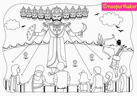 Mela Drawing, Easy Tiger Drawing, Scenery Drawing For Kids, Dussehra Images, Diwali Drawing, Kids Colouring, Composition Painting, Doll Drawing, Drawing Competition