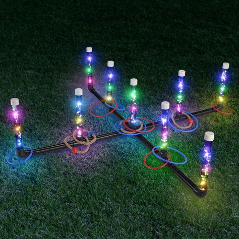 PRICES MAY VARY. ☀️Have Fun Day and Night🌙: Upgraded LED Ring Toss Game can light at night, very colorful and cool. It can play not only during the day but also at night. We can enjoy the yard game with our family and friends at any time! 🛠️Quick and Easy Assembly🛠️: Our LED light cable has been fixed in the tube, just turn on the switch, more user-friendly than other LED Ring Toss Game on the market. Professional pipe installation design allows the ring toss game to be set up in 5 minutes. S Yard Games For Adults, Games For Game Night, Games For Party, Outdoor Party Games, Outside Games, Ring Boy, Ring Toss Game, Beach Games, Outdoor Games For Kids