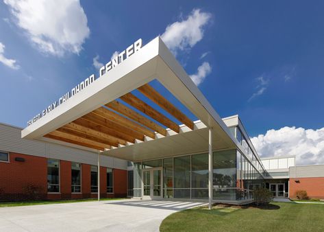 Brokaw Early Learning Center / DLR Group | ArchDaily Entry Canopy Architecture, Entry Statement, Architecture Canopy, Its September, Architecture Websites, Hotel Canopy, Deck Canopy, Window Canopy, Project Architecture