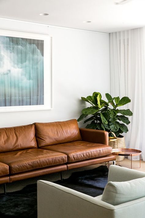 10 BEST: Tan leather sofas Sofa Cognac, Tan Leather Sofas, Brown Couch Living Room, Best Leather Sofa, Minimalist Sofa, Brown Leather Sofa, Fiddle Leaf, Brown Living Room, Brown Sofa