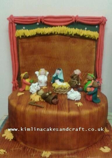 Christmas Nativity Cake....First time using airbrush ;-) Nativity Cake, Happy Birthday Jesus Cake, Jesus Birthday Cake, Jesus Cake, Rosette Cake, Jesus Birthday, Christmas Cake Recipes, Happy Birthday Jesus, Pink Parties